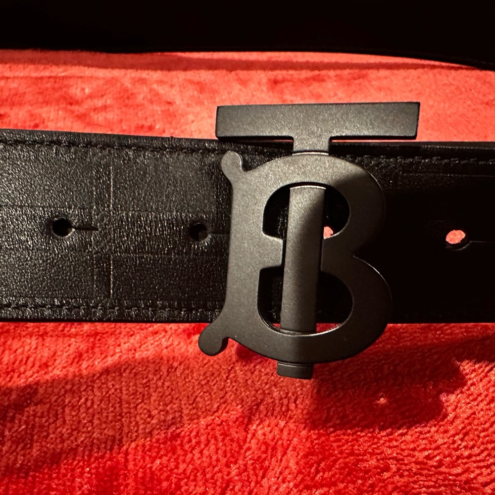 Burberry Black on Black Belt with Monogram Buckle